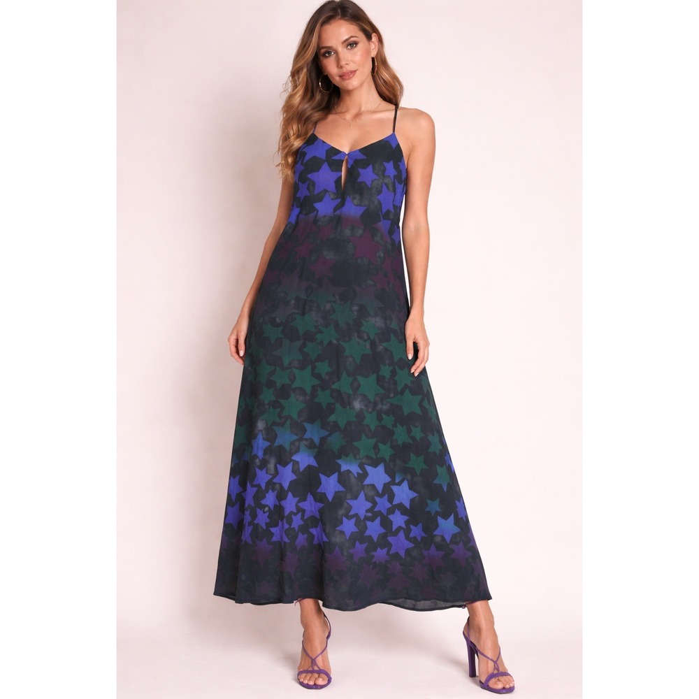Mara Hoffman Star Galaxy Maxi Dress BlueGreenPurple Celestial Whimsigoth Medium